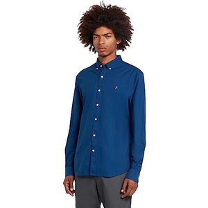 Farah Heren Brewer Slim Fit Katoen Oxford Shirt, Blauwe pioen, XL