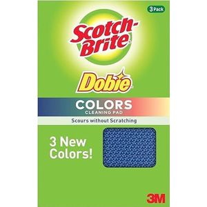 Scotch-Brite Dobie Reinigingspad, multifunctionele schuurpads voor keuken, badkamer en huishouden, 3-pack/assorti (blauw, groen, rood)
