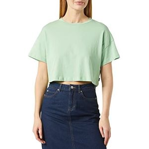 Noisy may Dames Nmalena S/S O-hals Semicrop Top FWD Noos T-shirt, Quiet Green, XS