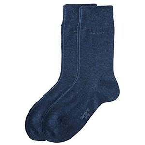 Camano Uniseks set van 2 eenkleurige katoenen sokken met versterkte hiel en teen, voor dames en heren, blauw, 35/38 EU