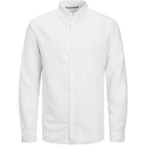 JPRCCMAZE Linen Shirt L/S Button Down, Helder wit/pasvorm: comfortabele pasvorm, M