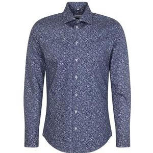 Seidensticker Zakelijk overhemd voor heren, slim fit, zacht, kent-kraag, lange mouwen, 100% katoen, blauw, 41