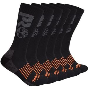 Timberland PRO Men's 6-Pack Half Cushioned Crew Socks, Black, Large