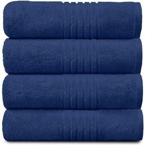 Gaveno Cavailia New Hampton Set van 4 handdoekenset, 100% ringspun katoen, extra absorberend 450 GSM luxe badlakens, Egyptisch, blauw, 4PK Jumbo