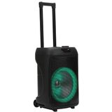 Majestic FIRE T10 Trolley Wireless Audio 5.2, LED-verlichting, USB/microSD/AUX/MIC/gitaar, microfoon, afstandsbediening, oplaadbare batterij, TWS-functie, handgreep en wielen voor transport