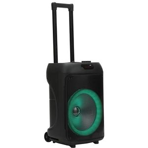 Majestic FIRE T10 Trolley Wireless Audio 5.2, LED-verlichting, USB/microSD/AUX/MIC/gitaar, microfoon, afstandsbediening, oplaadbare batterij, TWS-functie, handgreep en wielen voor transport