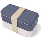 MONBENTO - Bento box MB Original Natural - Lunchtrommel met compartimenten - Lekvrije luchbox met 2 lagen - Ideaal voor Werk/School - Vrij van BPA - Duurzaam en Veilig - Made In France - Blauw