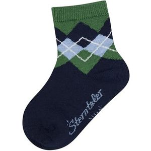 sokken wol ruit, marineblauw, 27-30