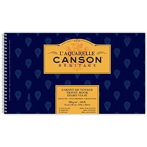 Canson Heritage Grain Fin 300G 15x26 reisdagboek 15 vellen C400087547 blauw