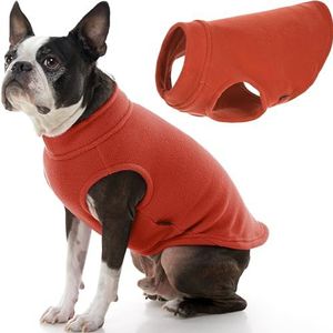 Gooby - Stretch fleece vest, pullover fleece vest jas trui voor honden, pompoen, grote lengte (13 inch)