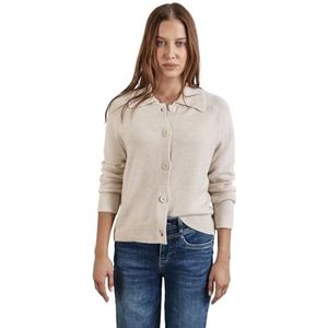 Street One Damescardigan met kraag, Oak Beige Melange, 44
