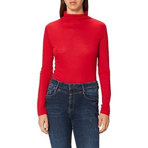 Taifun Dames longsleeve met turtleneck figuurspelend shirt duurzaam shirt zacht, elastisch, jersey lange mouwen, electric red, 34
