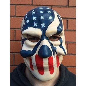De Rubber Plantation TM 619219304184 Amerikaanse Vlag Schedel Latex Masker Halloween Fancy Jurk, Unisex-Volwassene, Een maat
