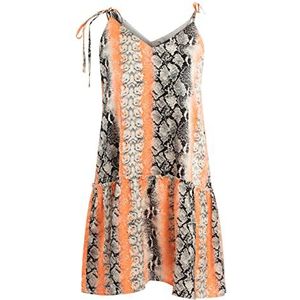threezy Dames mini-jurk met slangenprint 19323118-TH01, oranje meerkleurig, XS, Mini-jurk met slangenprint, XS