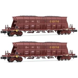 Arnold - RENFE, 2-delige set 4-assige kolentrechterwagens Faoos ""SEMAT/CARFE"", bruine kleurstelling, ep IV-V