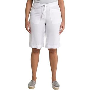 Ulla Popken Lyocell damesshorts, brede rechte pijpen, comfortabele tailleband, broek, wit, 33W x 32L