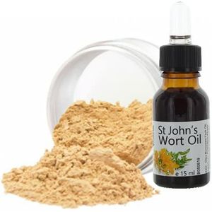 Veana Mineral Make Up Foundation (9g) Premium St. Johns Woord Olie (15ml) - voor vette en gemengde huid, voor acne, dermatosen, neurodermitis. Antibacterieel, regenererend, kalmerend, nuance ivoor