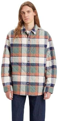 LEVI'S - Lang Recht Vest - Rood - Katoen - Geruit Motief