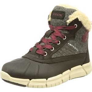 Geox Jongens J Flexyper Boy B ABX enkellaars, donkergrijs bordeaux, 29 EU