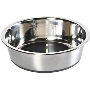 Dehner Favoriete honden- en kattenbak zilver, ca. Ø 17,5 cm, hoogte 5 cm, volume 850 ml, roestvrij staal, zilver