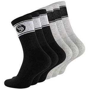 STARK SOUL 6 paar sportsokken in retro design - Crew Socks in de beste kwaliteit met gevoerde zool, tennissokken van het fijnste katoen, zwart, wit, grijs, gemengd