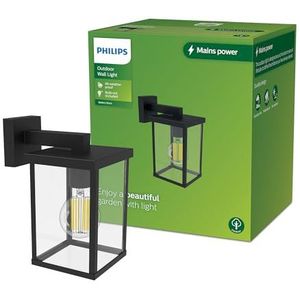 Philips Bellini buitenarmatuur, vierkant, zonder meegeleverde lamp, zwart, max. 25W, IP44 weerbestendig