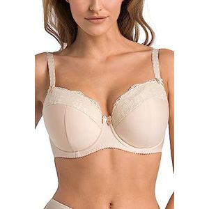 Teyli Damesbeha met beugel, gevoerde beha, grote maten, comfortabele stevige ondersteuning, beha, damesbeha, vrouwen beha, beige, 100C