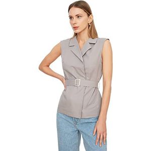 Trendyol Beige gebogen blouse voor dames, maat 34