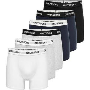 ONLY & SONS Boxershorts voor heren, Zwart/Detail: 2 Zwart 2 Navy 1 Wit 2 Mgm, XXL