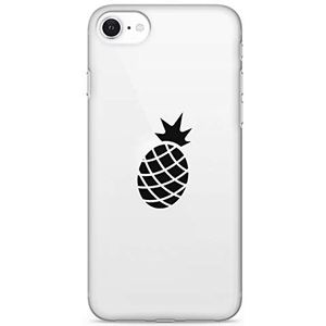 Zokko Beschermhoes voor iPhone SE, ananas, zacht, transparant, witte inkt