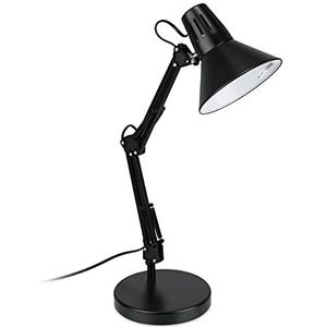Relaxdays klassieke bureaulamp, verstelbare arm en lampenkap, E27-fitting, industrieel design, retro tafellamp, zwart