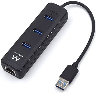 EWENT EW1140 USB-C Hub - 3x USB-A - Gigabit Ethernet Poort - Zwart