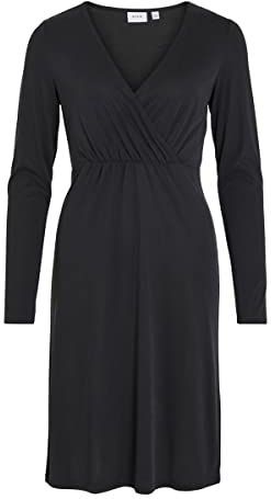 Vila - VIMODALA - Jurk - Zwart - L/S Wrap Midi