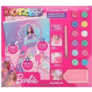 DIAMOND DOTZ DTZ10.011 Barbie Original 5D Diamond Painting DOTZIES Set 5 motieven: 1 mapje, 2 armbanden 21 x 2 cm, 2 stickers/stickers, doe-het-zelf diamant complete set voor kinderen vanaf 6 jaar,