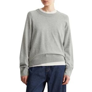 Marc O'Polo Denim Gebreide damestrui met ronde hals, regular fit, grijs (Dark Grey Melange 01), XS