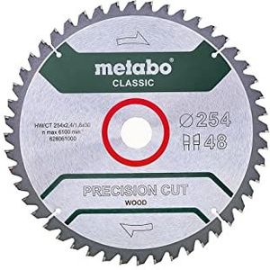 Metabo zaagblad ""precision cut wood - classic"", 254x2,4/1,8x30, Z48 WZ 5°neg. (628061000) diameter x snijbreedte x boring: 254 x 2,4 x 30 mm, materiaal: HW/CT, aantal tanden: 48