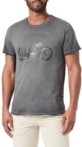 Key Largo - DESTROY - T-shirt - Cognac/Grijs/Antraciet - Jersey, Ronde Hals, Motiefprint
