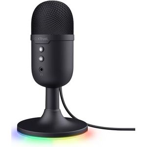 Trust Gaming GXT 236 Yami USB Gaming Microfoon voor Streaming Podcast Twitch Discord ASMR Youtube Playstation 5, Cardioïde Condensatormicrofoon, Mute Knop, Microphone RGB LED Verlichting - Zwart