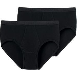 Schiesser Heren 2 stuks sportslip met gulp origineel fijn geribbeld ondergoed, zwart_005136, 5, Zwart_005136, 5