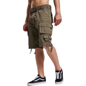 Brandit Savage Gladiator Ripstop cargoshorts voor heren, met 9 zakken incl. riem, cargbroek, korte broek, bermuda, zomer, herenshorts, Army Men Pants voor mannen, 6 kleuren, olijfgroen, M