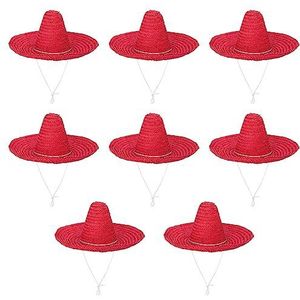 Boland - Sombrero Puebla, 8 stuks in een set, diameter 49 cm, Mexicaans kostuum, zonnehoed, accessoire voor carnavalskleding