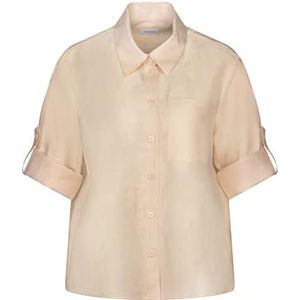 Seidensticker Hemdblouse voor dames, modieuze blouse, regular fit, hemdblousekraag, lange mouwen, linnen viscosemix, beige, 44
