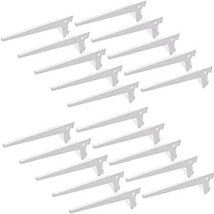 Emuca 7908212 Plankbeugels voor wandrail met enkele sleuf (rasterafmeting: 50mm), Wit, 300mm, Set van 20 stuks