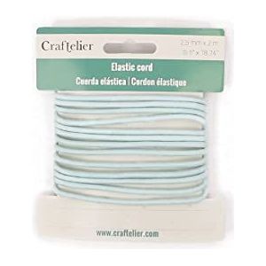 Craftelier - Elastisch rubberen koord voor knutselwerk en scrapbooking, van latex en omwikkeld met polyesterdraad, diameter 2,5 mm en lengte 2 m, kleur pastelgeel