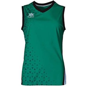 Luanvi - Cardiff-serie | Sportshirt voor dames in groen en wit - mouwloos T-shirt van katoen - maat XXS