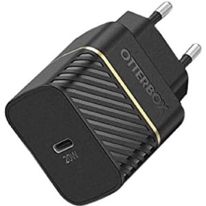 OtterBox USB-C PD EU Wandoplader 20W, snelle oplader voor smartphone en tablet, getest op vallen, robuust, ultraduurzaam, Zwart, Geen Retailverpakking