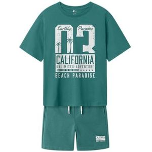 Name it kids Jongens Nkmhirlan/Henlo Ss Nreg Top Set Pb, Deep Jungle, 128