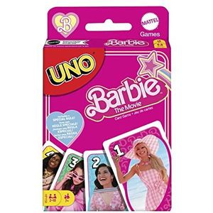 UNO Barbie The Movie Kaartspel, ge�ïnspireerd op de film, voor het hele gezin, voor spelletjesavonden, onderweg, op de camping of op een feestje​, HPY59