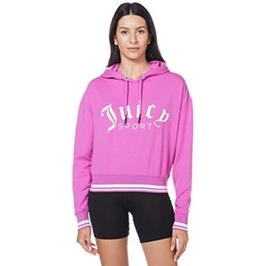 Juicy Couture Vrouwen Cropped Logo Pullover Hoodie Hooded Sweatshirt, Wilde Fuchsia, L