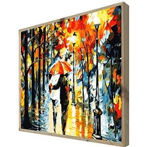 Ccretro-Lit Rood Paraplu Frame met Backlit Houten Frame, Methacrylaat, Multi-Colour, 80 x 60